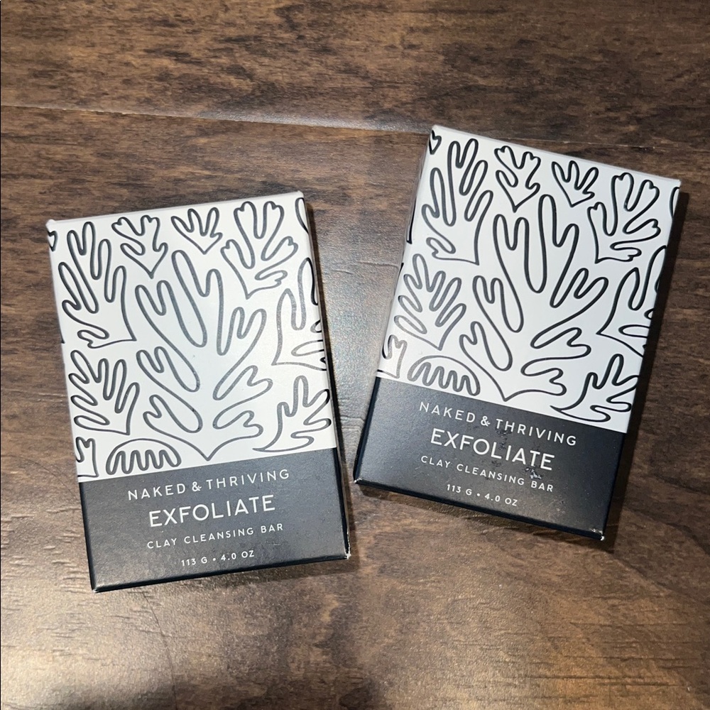 2 Naked & Thriving Exfoliate Clay Cleansing Bar Soap 4oz Lot Bundle